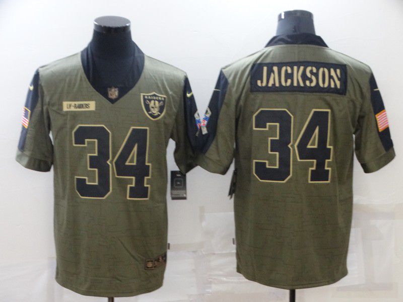 Men Oakland Raiders 34 Jackson green Nike Olive Salute To Service Limited NFL Jerseys
